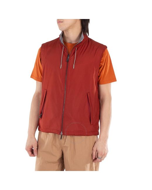 Zegna Red Ermenegildo Sleeveless Reversible Zip-Up Vest, Brand Size 50 Us for men