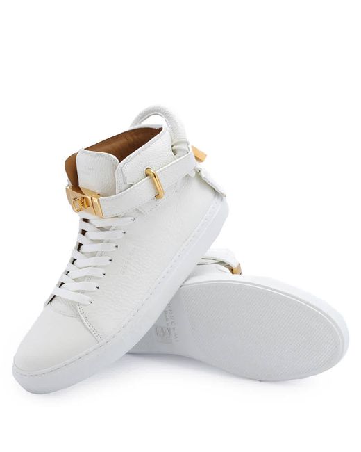 Buscemi White High-top 100 Alce Belted Leather Sneakers for men