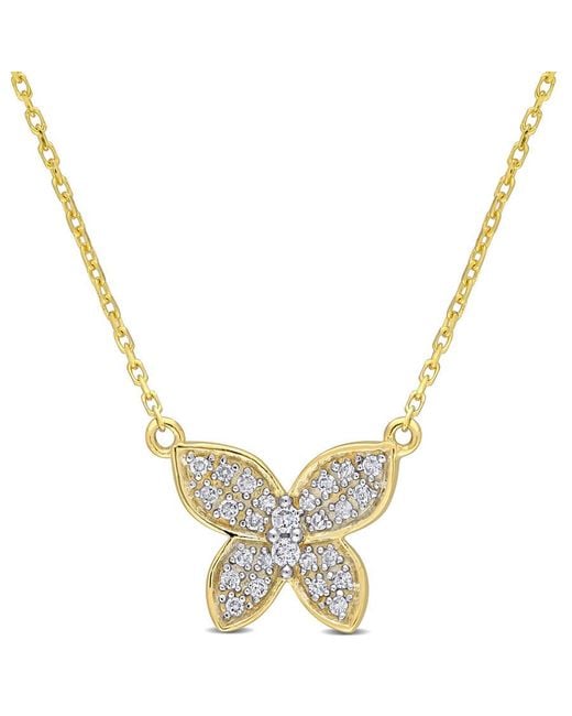 Amour Metallic 1/8 Ct Tw Diamond Butterfly Pendant With Chain