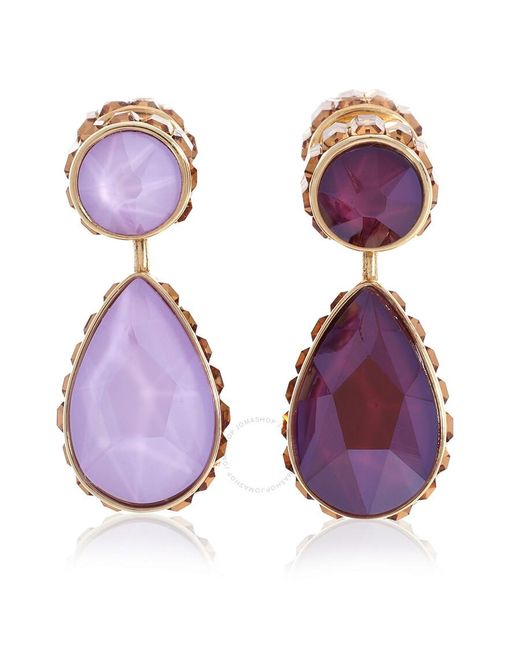 Swarovski Purple Orbita Earrings Asymmetrical, Drop Cut Crystals