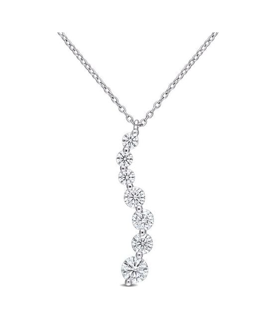 Amour Metallic 1 1/2 Ct Dew Created Moissanite Journey Pendant With Chain