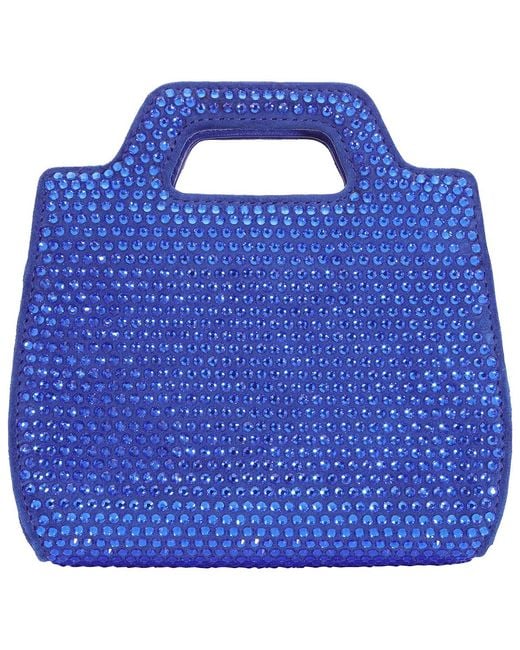 Ferragamo Blue Ladies Crystal Studded Wanda Mini Bag