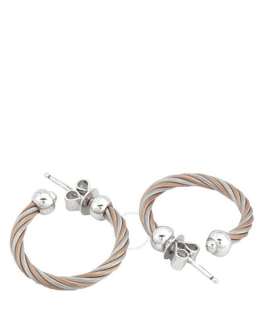 Charriol Metallic Celtic Steel And Rose Gold Pvd Cable Hoop Earrings