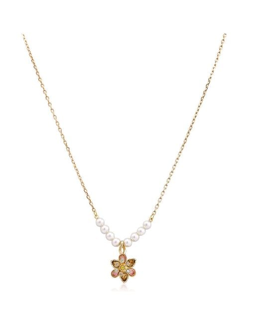 Swarovski Metallic Idyllia Crystal Pearl Flower Pendant Necklace