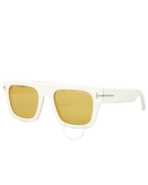 Tom Ford Natural Fausto Vintage Yellow Square Sunglasses Ft0711 25e for men