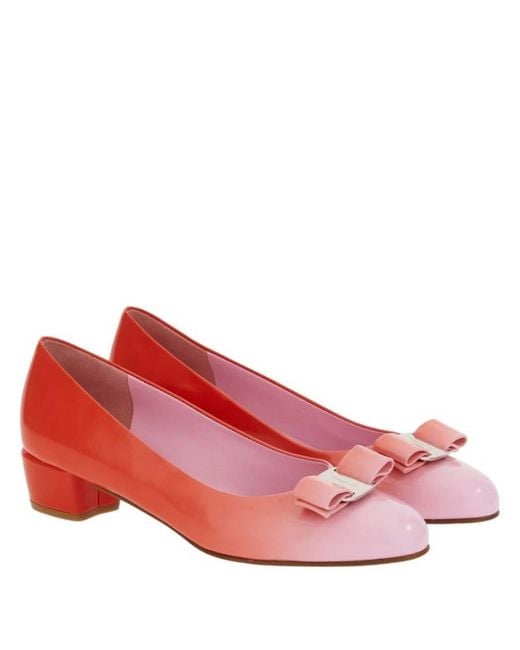 Ferragamo Pink Vara Bow Two-Tone Pumps