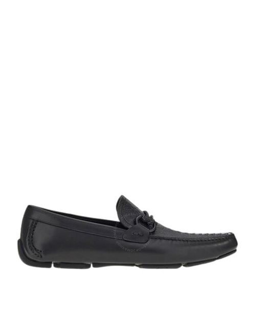Ferragamo Black Gancini Buckled Driving Shoes for men