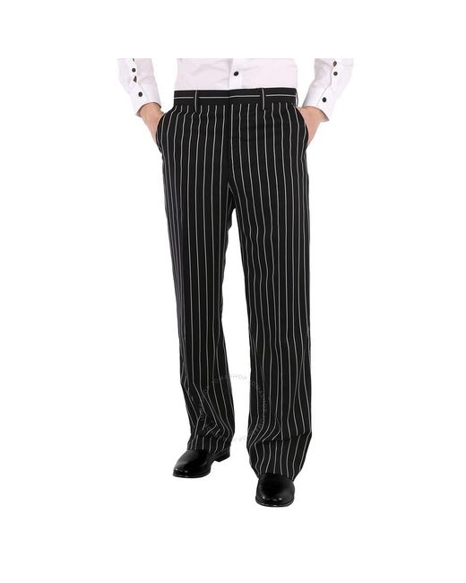 Burberry Gray Stretch Wool Pinstriped Wide-leg Tailored Trousers for men