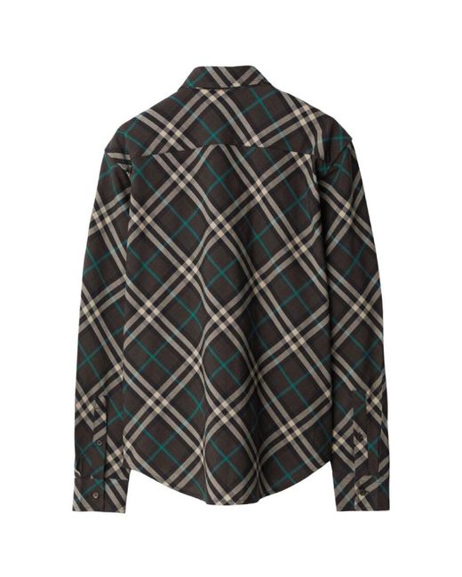 Burberry Black Check Pattern Button-Up Shirt for men