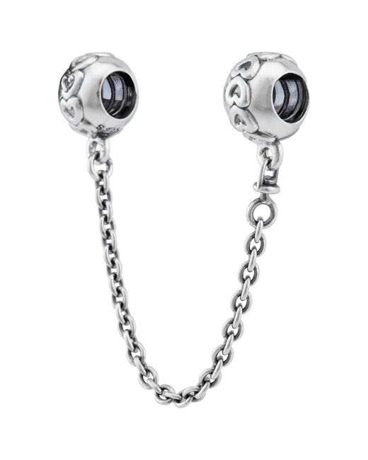 Pandora Metallic Band Of Hearts Safety Chain Charm