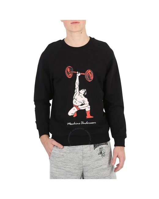 Moschino Black Graphic Print Cotton Sweatshirt for men