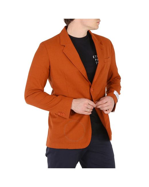 Etudes Studio Orange Wool Rust Plane Single Breasted Blazer for men