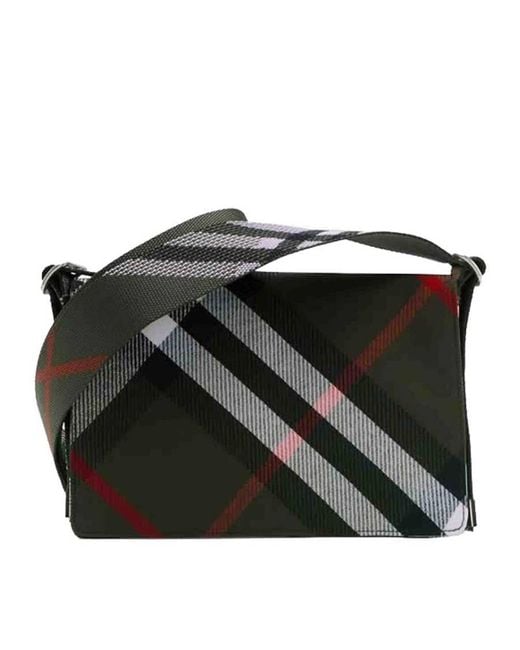Burberry Black Trench Check Crossbody Bag for men