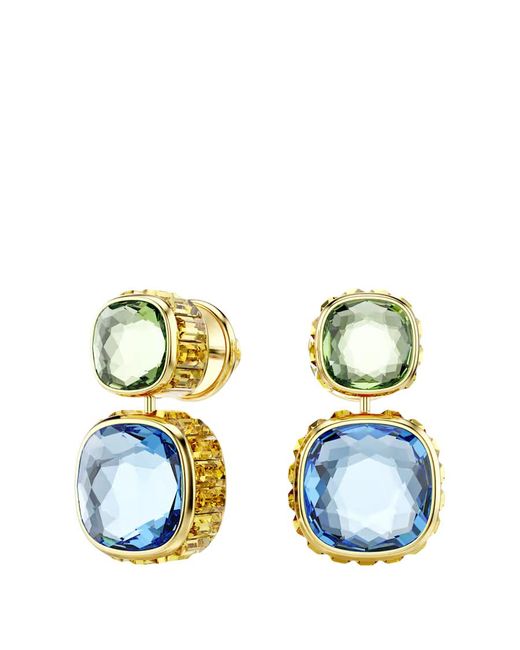 Swarovski Blue Cushion Cut Chroma Drop Earrings