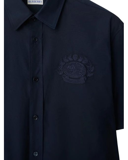 Burberry Blue Ekd Short-Sleeved Cotton Shirt for men