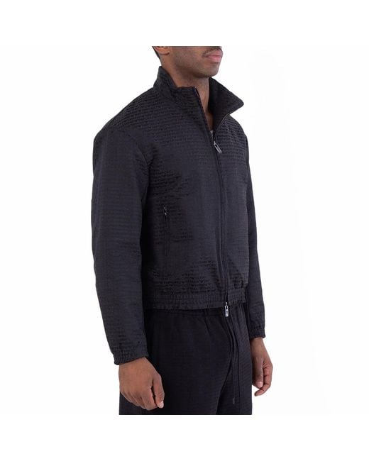 Emporio Armani Blue All-Over Jacquard Logo Blouson, Brand Size 48 Us for men