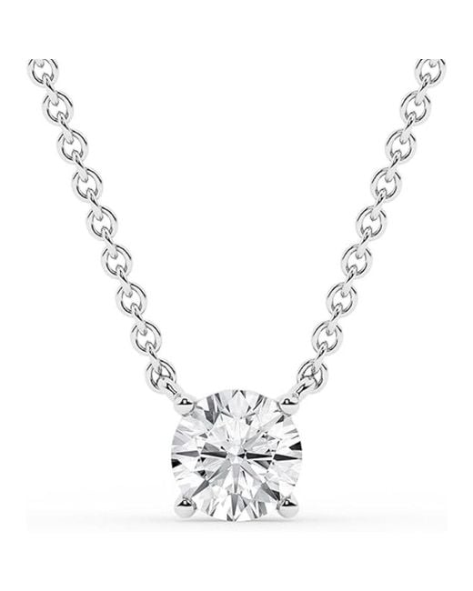 Brilliant Diamond Metallic 1 1/2 Carat Round Lab Grown Solitaire Diamond Pendant Necklace
