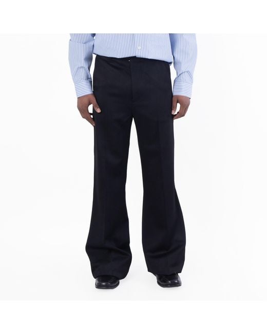 Amiri Blue Creased Flare Wool Pants for men