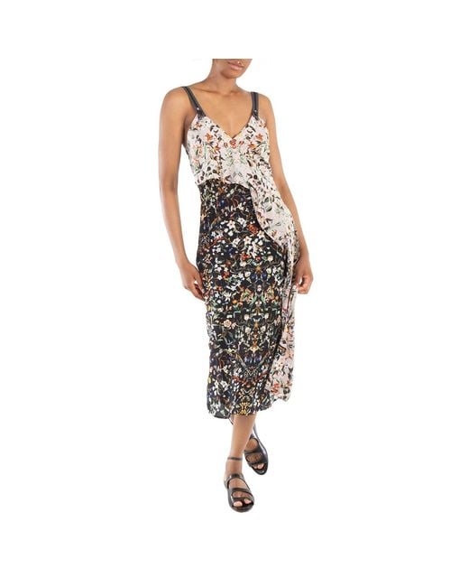 Burberry Black Ladies Sloane Floral Print Silk Slipdress, Brand Size 6 (Us