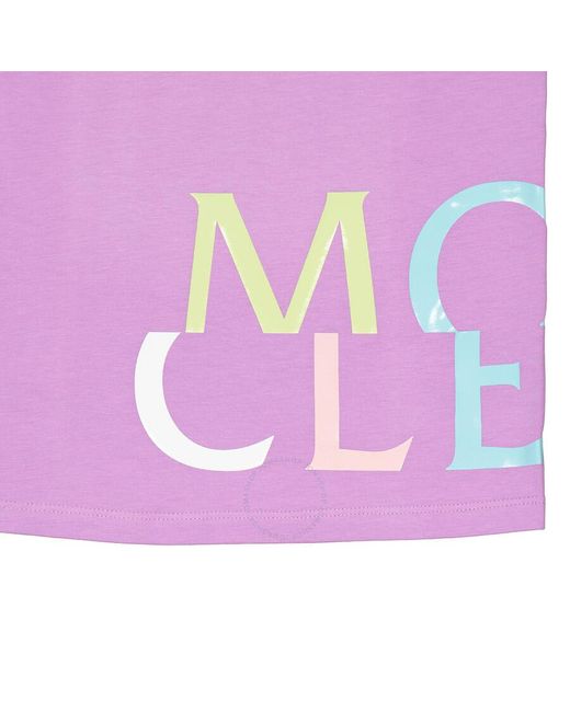 Moncler Purple Kids Pastel Cotton Logo Print Short Sleeve T-shirt