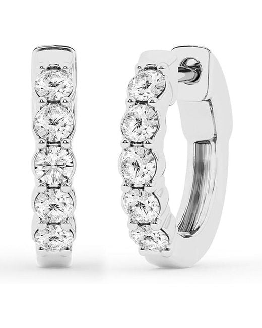 Brilliant Diamond Metallic 0.50 Carat Round Lab Grown Diamond Hoop Earrings