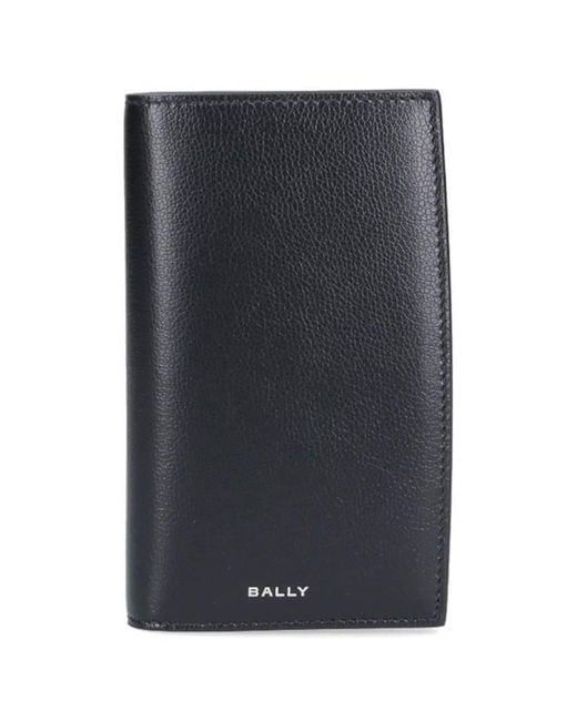 Bally Black Jagger Leather Bi-Fold Logo Wallet for men