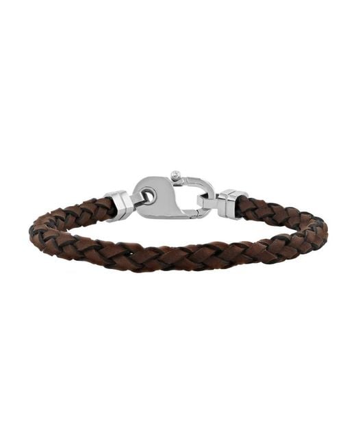 Robert Alton Brown Stainless Steel & Leather Braid Bracelet With Fancy Clasp Bracelet for men