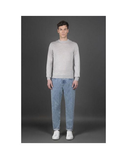 Moorer Gray Light Crewneck Sweater for men