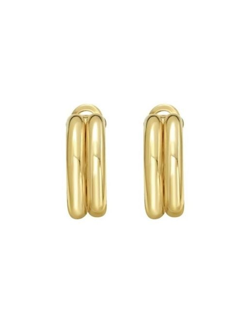 Tresorra Metallic 14K Double Row Hinged Hoop Earrings