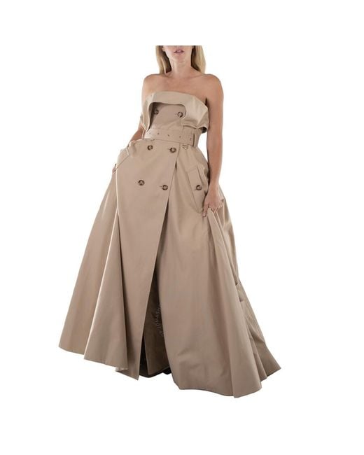 Burberry Brown Cotton Gabardine Belted Trench Gown