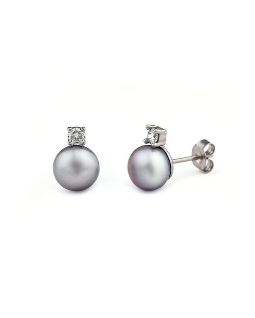 Brilliant Diamond Metallic 1/4 Carat Lab Grown Diamond Pearl Stud Earrings