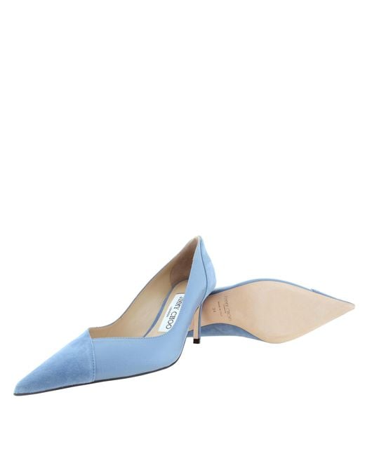 Jimmy Choo Blue Cass 75 Mixed Leather Pumps