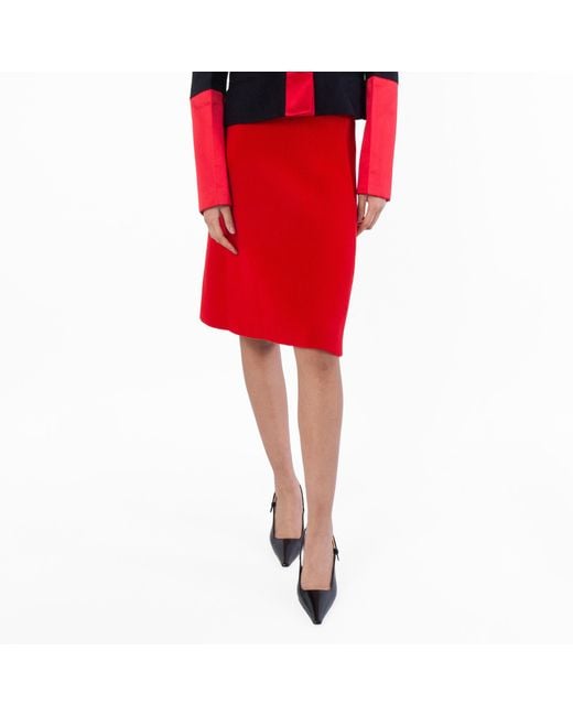Ferragamo Red Ferragamo Knitted Knee-Length Skirt
