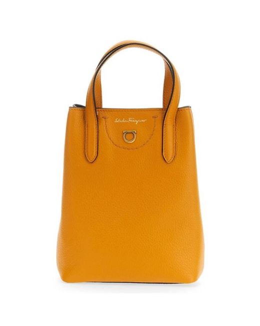 Ferragamo Orange Gancini Mini Shoulder Bag
