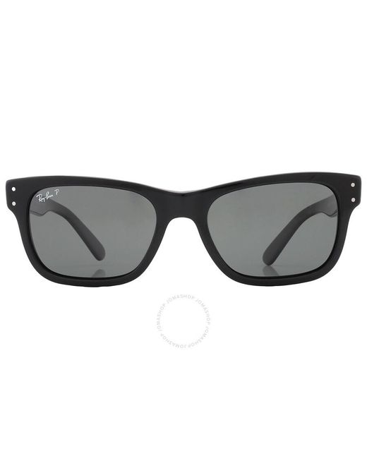 Ray-Ban Gray Burbank Polarized Green Rectangular Sunglasses Rb2283 901/58 58 for men