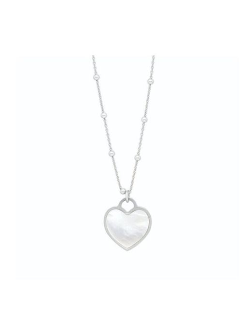 Tresorra Metallic Sterling & Mother Of Pearl Heart Pendant Necklace