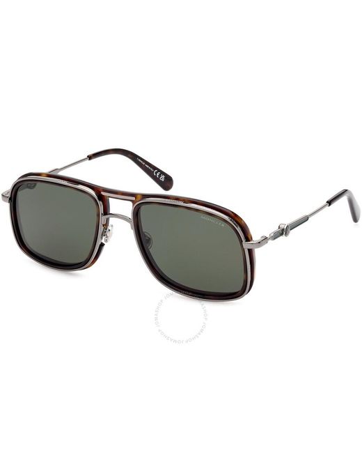 Moncler Metallic Kontour Polarized Green Navigator Sunglasses Ml0223 52r 56 for men