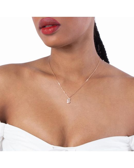 Swarovski Metallic Rose-Tone Plated Swan Pendant Necklace