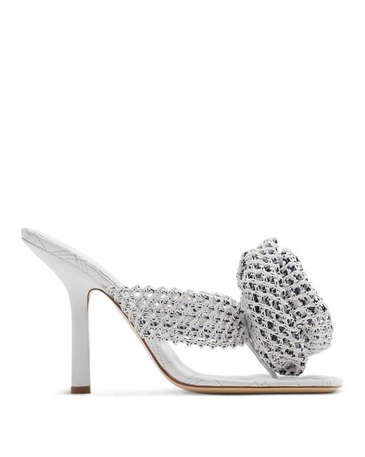 Burberry White Crochet Rose 105Mm Heeled Sandals, Brand Size 35 Us