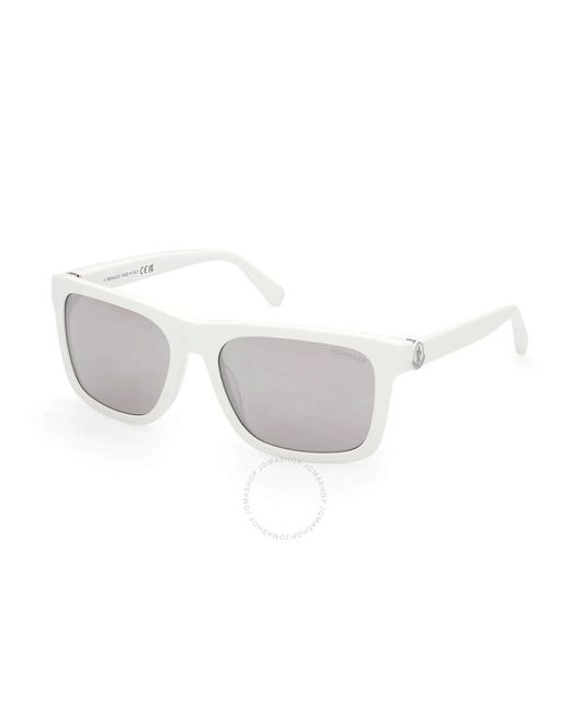 Moncler White Colada Smoke Mirror Rectangular Sunglasses Ml0285-f 21c 58 for men