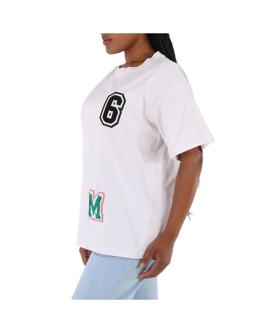 MM6 by Maison Martin Margiela White Mm6 Oversized Patches Tee