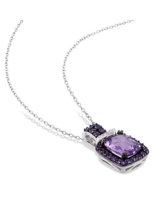 Amour Purple 3 Ct Tgw Emerald Cut Amethyst And Diamond Accent Pendant With Chain for men