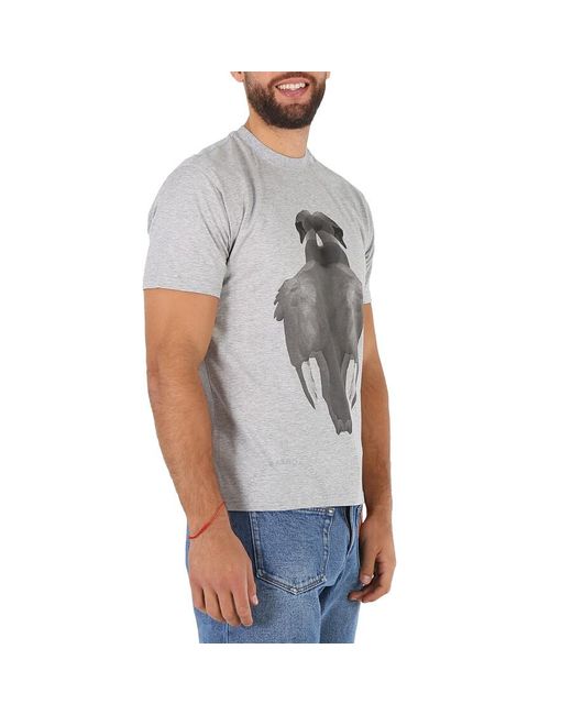 Burberry Gray Sayers Pale Melange Swan Print Cotton Oversized T-shirt for men
