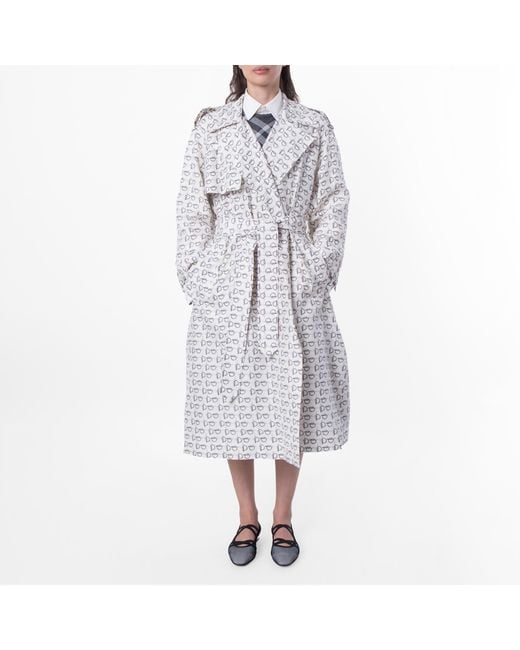 Burberry Gray B-Print Lightweight Trench Coat, Brand Size 8 Us