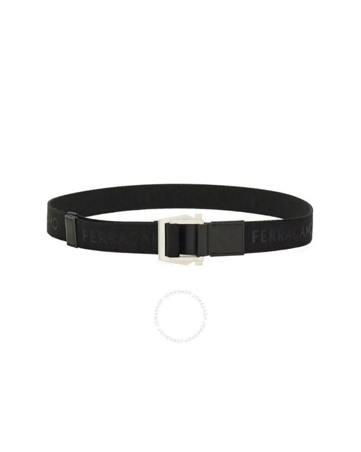 Ferragamo Black Fixed Double-Ring Buckle Belt, Cm for men