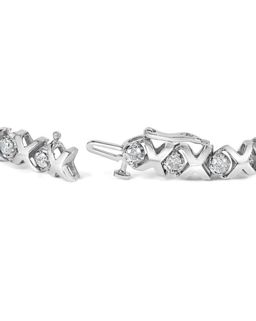 Haus of Brilliance White 10K 2.00 Cttw Round-Cut Diamond "Xoxo" Link 7" Bracelet (I-J Color, I2-I3 Clarity)