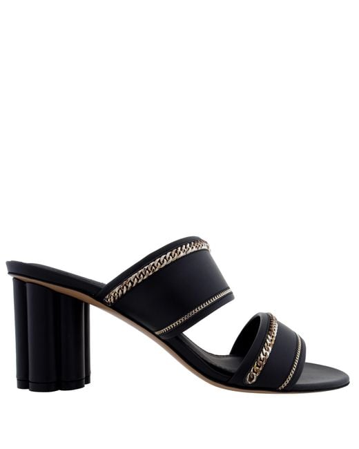 Ferragamo Black Chain Link Leather Sandals