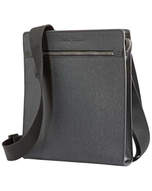 Ferragamo Leather Revival Messenger Bag in Grey (Gray) for Men Lyst