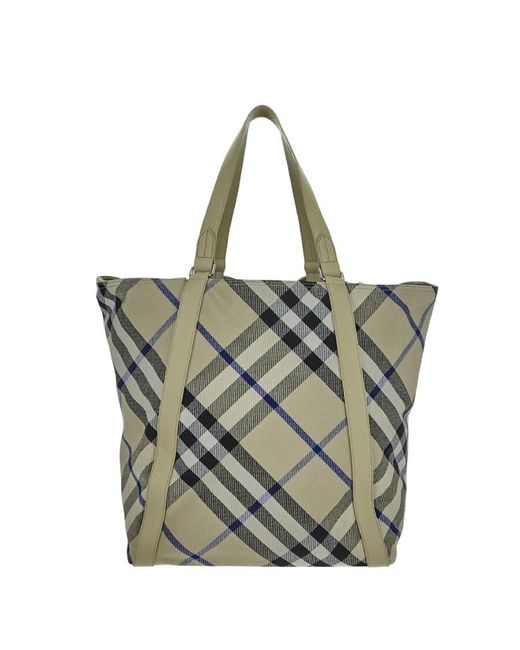 Burberry Green Check Jacquard Festival Tote Bag for men