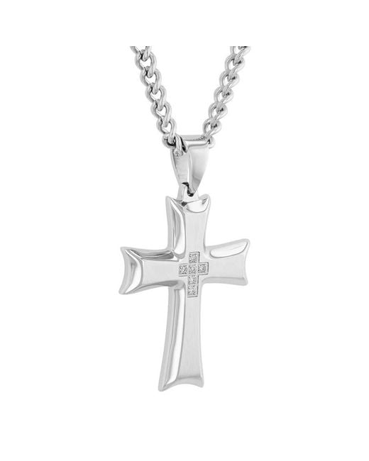Robert Alton Metallic 1/20 Ctw Celtic Stainless Steel Cross Pendant With Diamonds for men